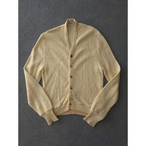 Vintage 1960s La Court Off White Wool Cardigan Sweater S